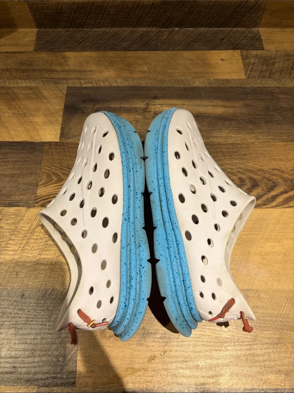 Men's White and Blue Athletic Slip-On Shoes